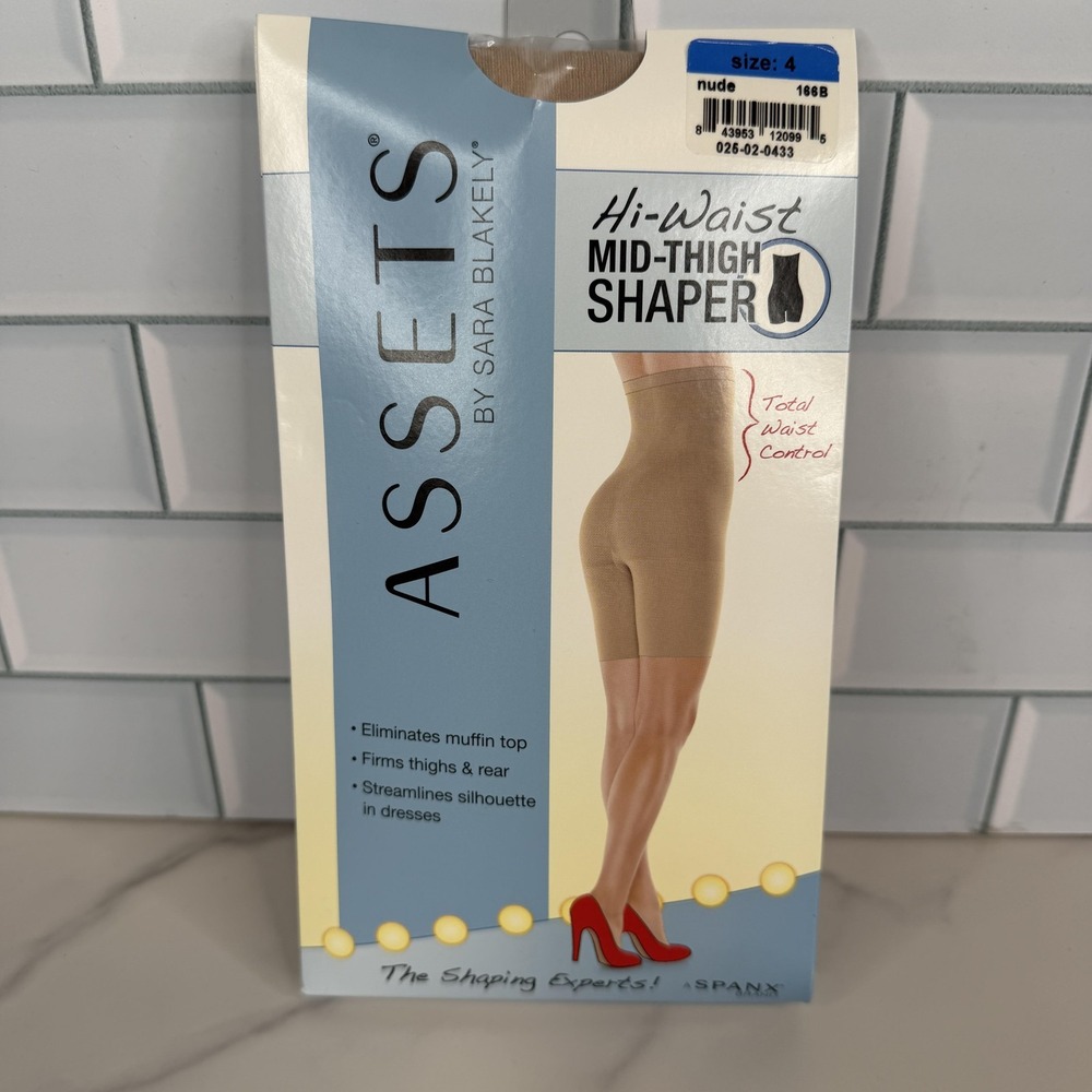 Assets By Sara Blakely Shapewear Shorts Womens Size 4 Nude Hi-Waist Mid-Thigh
